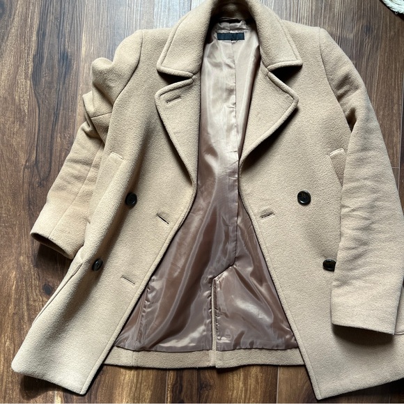 Uniqlo Beige Brown wool peacoat winter Coat preppy old money cottage academia - Picture 4 of 12